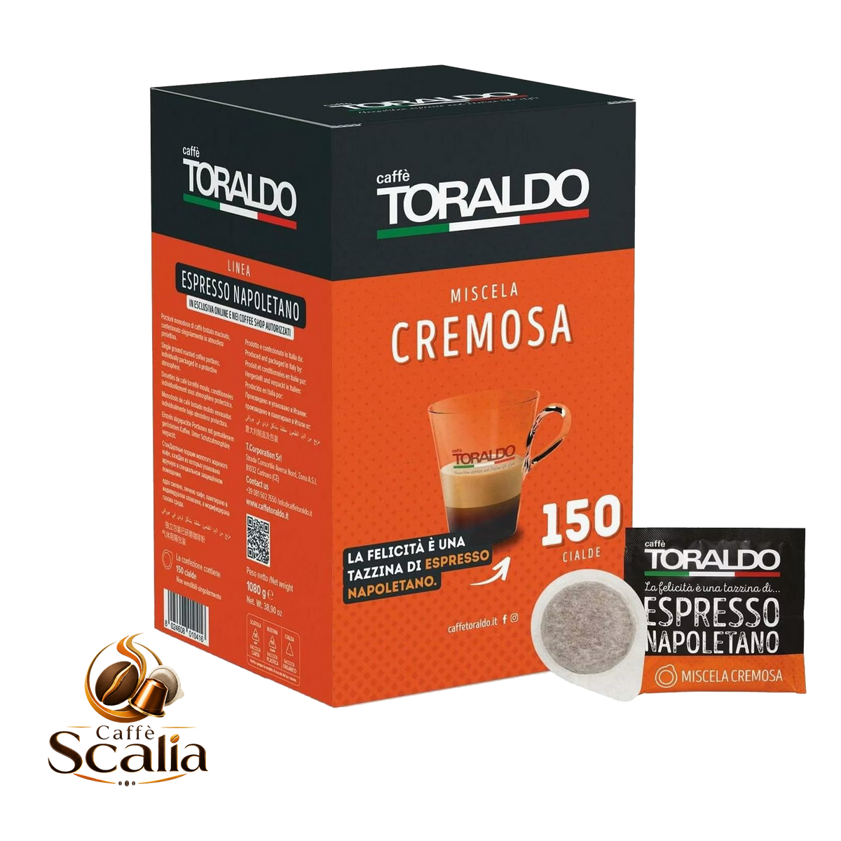 Caffè Toraldo Cremosa – 150 Cialde ESE 44mm