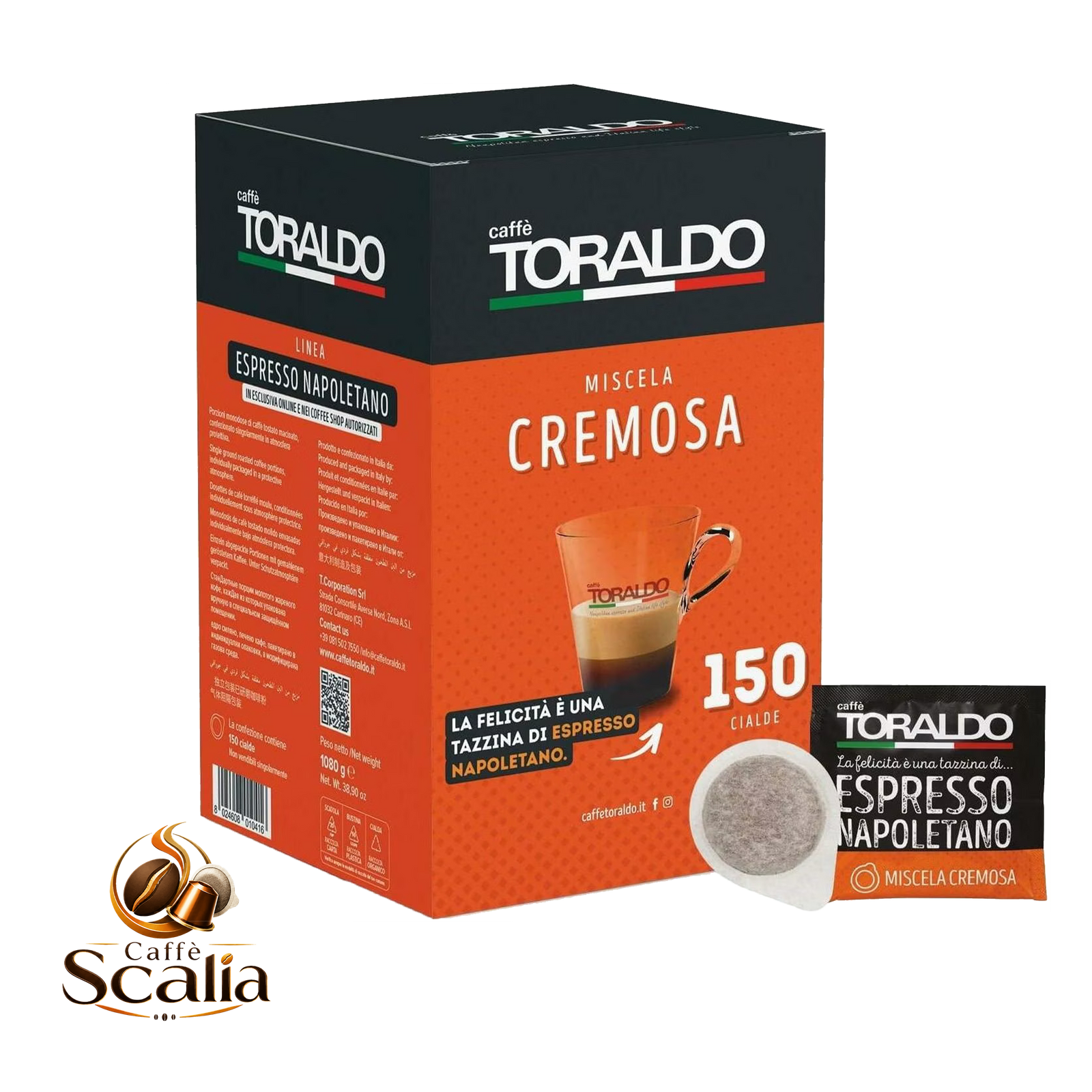 Caffè Toraldo Cremosa – 150 Cialde ESE 44mm