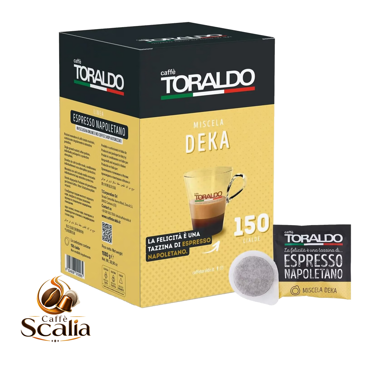 Caffè Toraldo Deka Decaffeinato – 150 Cialde ESE 44mm