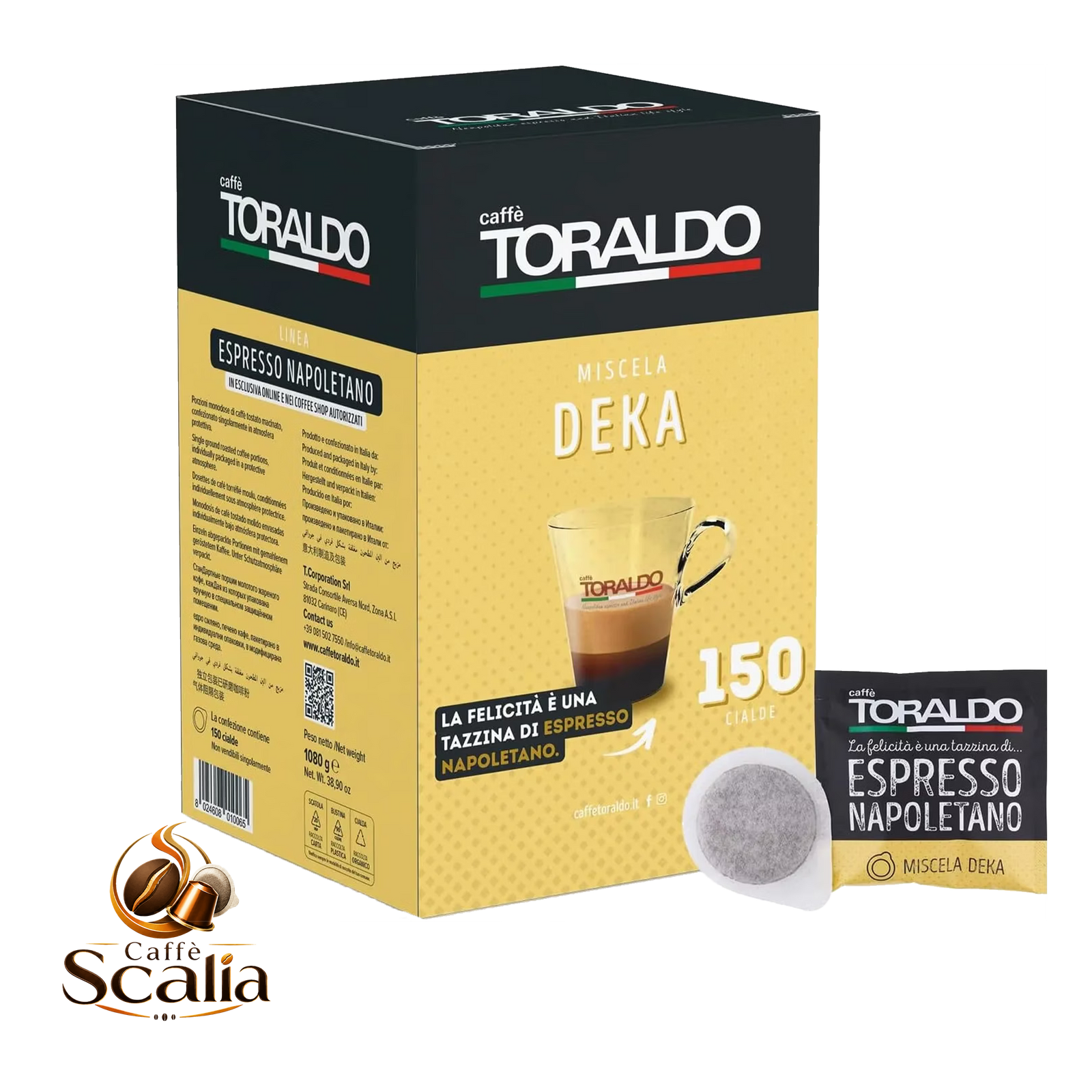 Caffè Toraldo Deka Decaffeinato – 150 Cialde ESE 44mm