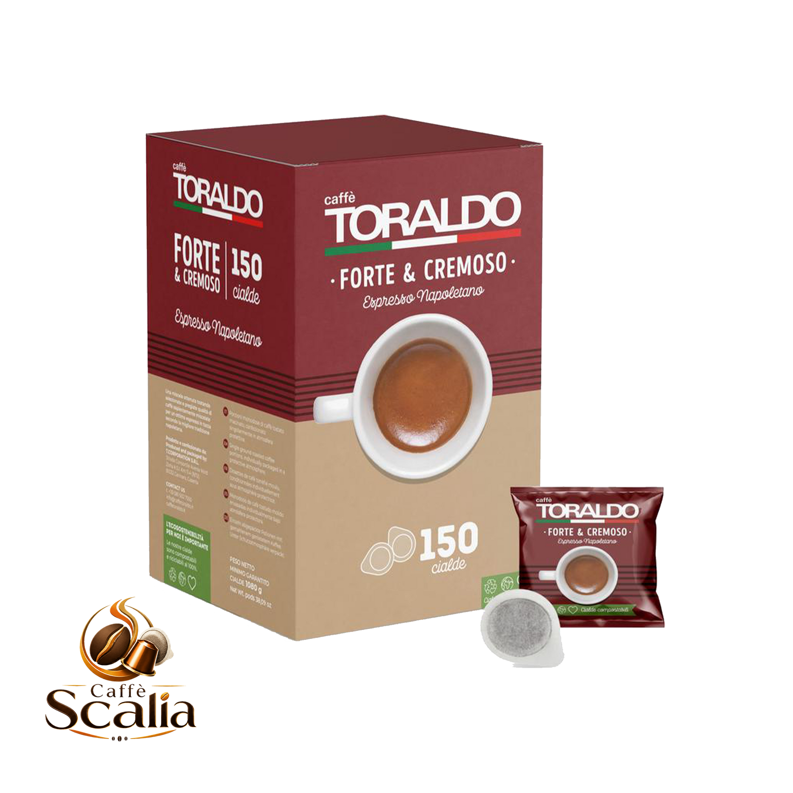 Caffè Toraldo Forte e Cremoso – 150 Cialde ESE 44mm